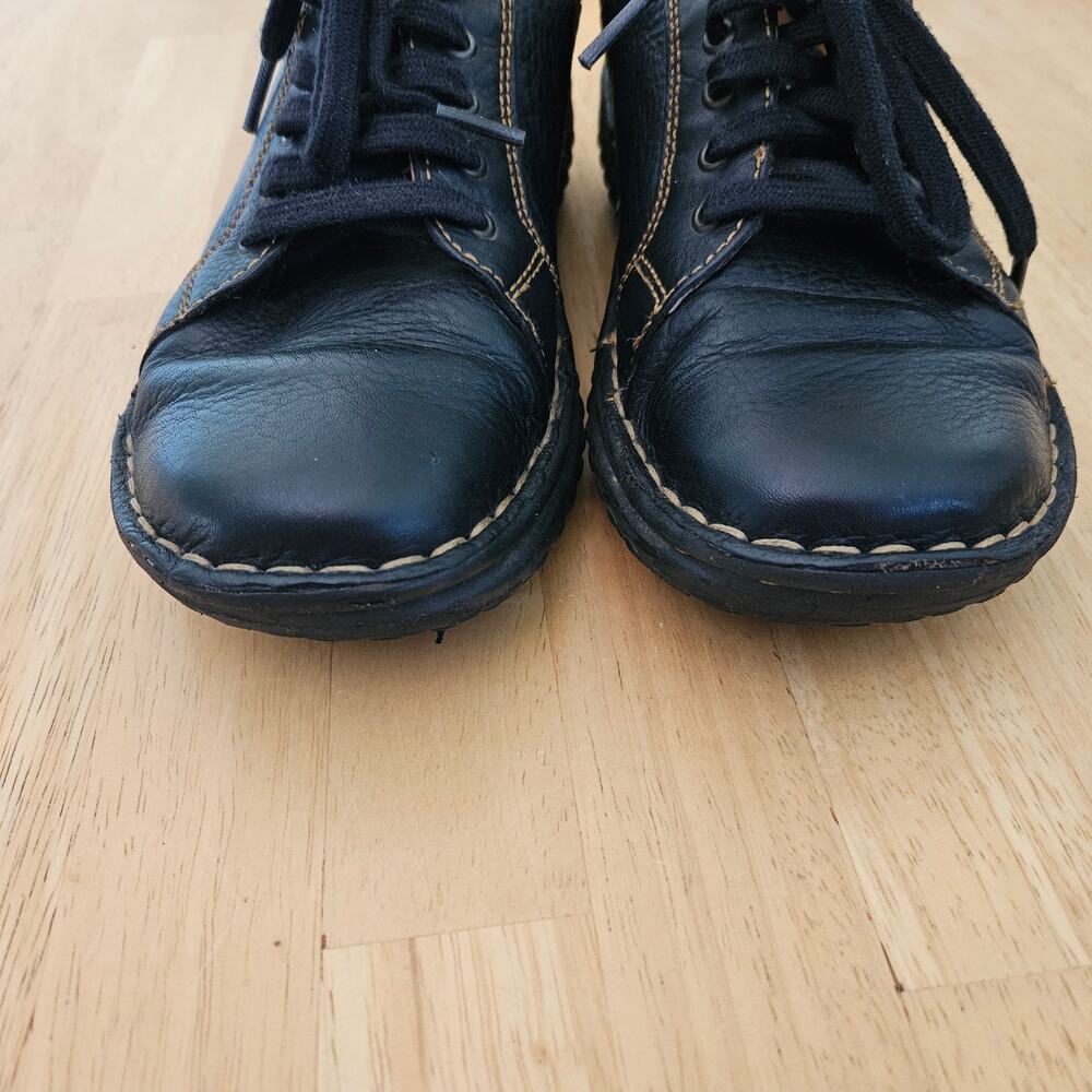 Born Handcrafted Black Leather Lace Up Oxford Shoes sz 7 - Picture 2 of 13